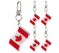 MOKKHNB 5pcs Canadian Maple Leaf Keychain: Acrylic Flag Key Ring for Souvenir Handbag Charm - Patriotic Party Favor for Canada Day Tourists