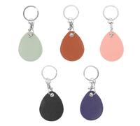 MOKKHNB 5pcs RFID Fob Holder - PU Leather Key Fobs with Keychain Ring - Rectangle Keychains Holder for Office, Apartment, Club Entry Security Cards