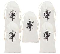 MOKKHNB 5pcs White Canvas Ballet Shoe Bags with Drawstring Design Breathable and Odor-Free Dance Shoe Organizers for Storing and Carrying Ballet