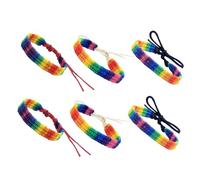 MOKKHNB 6pcs Adjustable Rainbow Wristband Unisex Braided Cotton Bracelet for Pride Month Friendship and Lgbt Support Comfortable Woven Wristband
