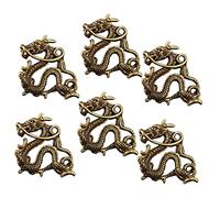 MOKKHNB 6pcs Antique Brass Dragon Keychain Pendant Vintage Chinese Dragon Ornaments for Car Keys Feng Shui Decor and Jewelry Crafting