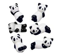MOKKHNB 6pcs Ceramic Panda Chopstick Holders Black Anti-Skid Chopsticks Rest Table Decor Elegant and Beautiful Pillows for Kitchen and Dining Random Style