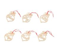 MOKKHNB 6Pcs Christmas Wooden Cutouts Unfinished Graffiti Wood Heart Embellishments for DIY Crafts Home Decoration Xmas Tree Ornaments with Various English Letter Designs