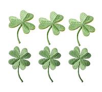 MOKKHNB 6pcs Embroidery Patches Iron on Embroidered Four-Leaf Leaf Patches Green Fabric Polyester DIY Clothing Style Recyclable Beautiful Creative Applique for DIY Apparel Crafts