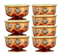 MOKKHNB 7pcs Temple Worship Bowl Buddhist Offering Cup Alloy Vintage Exquisite Rust-Proof Safe for Prayers and Sacrifices Random Color
