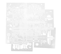 MOKKHNB 9 Sheets Landscape Paint Stencils Handicraft Drawing Template for Family and Female Friends White Quick Drying Washable Pet Stencils for Painting Project and Making Lovely