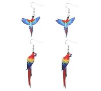 MOKKHNB Acrylic Bird Earrings Set for Women 2 Pairs Hummingbird Dove Owl Parrot Ear Drops Fashionable Ear Decor for Girls and Teens