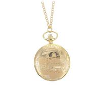 MOKKHNB Antique Pocket Watch Elegant Vintage Gold Watch Souvenir Pocket Train Pattern Chain