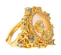 MOKKHNB Baroque Cameo Statement Ring - Retro Beauty Lady Portrait Ring with Rhinestones - Vintage Victorian Jewelry for Women Anniversary Birthday Engagement