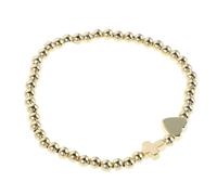 MOKKHNB Beaded Cross Bracelets: Stretchable Gold Religious Bracelet with Heart Charm & C Alphabet for Women Men Mothers Day Christian Faith Jewelry (Gold)