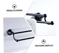 MOKKHNB Black Antique Brass Double Rod Towel Bar Vintage Bathroom Wall Mounted Storage Rack Resistant Strong Load Bearing Elegant European Style Organizer for Convenient Household Use