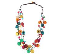 MOKKHNB Bohemian Style Ladies Necklace Coconut Shell Pendant Vintage Round Beads Collarbone Chain for Women Ethnic Boho Jewelry