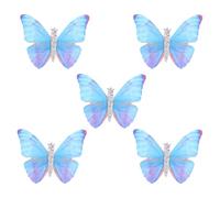 MOKKHNB Bowknot Hair Barrette 5pcs Compact Size Butterfly Hair Clips for Girls and Brides Suitable for Curly and (glitter Blue)