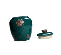 MOKKHNB Ceramic Tea Canister with Elegant Chinese Style Embossed Lotus Design Food Storage Container for Scented Tea Non-absorbent Material Random Color Random Color