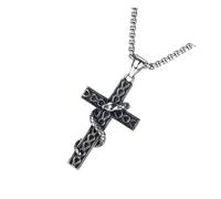 MOKKHNB Chic Titanium Steel Snake Cross Necklace with Pearl Chain Stylish Punk Street Photography Accessory Creative Gift for Travel Graduation Party and Fade-resistant Pendant