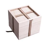 MOKKHNB Delicate Wooden Tea Cup Packaging Box with Soft Cotton Lining Small Square Storage Case for Fragile Teacups Elegant Craftsmanship and Smooth Finish Practical and Display Box
