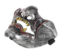 MOKKHNB Demon Half Face Mask Silver Cosplay Party Mask Halloween Japanese Samurai Costume Accessory for Masquerade and Costume Events
