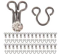 MOKKHNB Eye Closure Hooks and Sewing Hooks 20Pcs Metal with Rhinestones for Pants and Underwear Tailoring