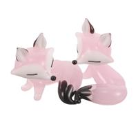 MOKKHNB Fox Pink Figurines Glass Cartoon 2pcs with Rounded Edges and Smooth Craftsmanship, Easy to Move Miniature Animal Ornaments for Coffee Corner or Office Desk Decoration