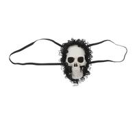 MOKKHNB Gothic Punk Skull Eye Mask with Elegant Lace Trim Unique Eye Patch for Parties Events Lightweight Comfort Stylish Design for Cosplay Halloween Gatherings