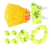 MOKKHNB Grass Skirt Costume Set Hawaiian Luau Outfit with Necklace Garland Bracelet and Bikini Top for Tropical Festivals and Party Decorations