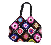 MOKKHNB Handmade Crochet Shoulder Bag for Women Summer Beach Tote Purse with Capacity Stylish Floral Design Durable Canvas for Travel Shopping and Leisure