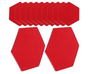 MOKKHNB Hexagon Felt Wall Tiles 12Pcs Red Felt Decorative Bulletin Board Panels Self Adhesive for Bedrooms Modern Style Wall Art 4.72In