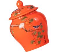 MOKKHNB Kitchen Tea Canister Persimmon Pattern Storage Jar 4.79x3.73x3.73in Ceramic Sealing Lid Design Vintage Style Household Ceramic Canister for Home and Housewarming
