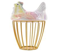 MOKKHNB Large Capacity Ceramic and Iron Hen Shape Egg Storage Basket for Kitchen Use, Sturdy and Wide Application Household Fruit and Vegetable Storage Container for Moving Random Color