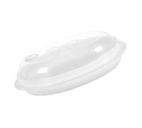 MOKKHNB Large Capacity Food-Grade Pp Microwave Oven Steamer with Lid for Fish, Dumplings and Buns - Kitchen Steaming Plate for Home Cooking and Healthy Meal Preparation