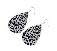 MOKKHNB Leather Cow Print Earrings for Women Lightweight Textured PU Leather Teardrop Dangle Accessories with Leopard and Highland Patterns and Stylish