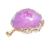 MOKKHNB Natural Agate Slice Pendant with Electrogilded Edge for DIY Necklace Accessories Gemstone Charm Craft Decor for Handmade Jewelry and Unique