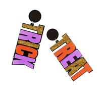 MOKKHNB Oversized Colorful Acrylic Letter Earrings for Women Lightweight Statement Halloween Jewelry Funky Glitter Drop Dangle Asymmetrical Accessories for Costume Party and Everyday Wear