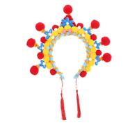 MOKKHNB Peking Headband Tassels and Pompoms for Chinese Festivals Traditional Dramatic Hair Accessory for Stage Non-heritage Craft for Themed Events