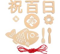 MOKKHNB Photo Props Hundred Day Wooden Sign 1 Set Beige Cards for Newborn Celebration