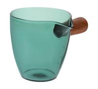 MOKKHNB Portable Mini Creamer Pitcher with Wood Handle and 90ml Capacity Glass Storage Container, for Coffee, Milk, and Honey Serving at Parties Or in The Courtyard