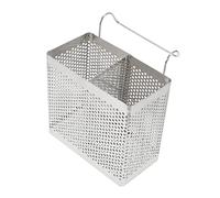 MOKKHNB Rectangular Stainless Steel Chopstick Utensil Drainer Double Compartments Hanging Cutlery Drying Rack Kitchen Sink Holder for Home Use