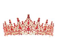 MOKKHNB Red Crown for Women - Crystal Princess Tiaras - Graduation Headband - Bridal Headpieces for Birthday Prom Pageant Quinceanera Wedding Dress Accessories