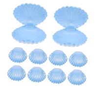 MOKKHNB Seashell Candy Boxes 10Pcs Pearlescent Blue Small Wedding Party Packaging Jewelry Storage under the Sea Favour Containers