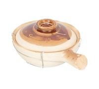 MOKKHNB Small 0.8l Single Handle White Clay Casserole Pot with Iron Wire Frame for Home Cooking Rice Stew Soup Kitchen Essentials