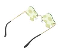 MOKKHNB Trendy Mushroom Shape Sunglasses Unisex Metal and PC Frame with Sun Protection, Light Green Colour, Retro and Novelty Style for Travel and Cosplay