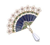 MOKKHNB Vintage Chinese Style Fan Shape Brooch for Women Delicate Accessory for Dresses and Outfits Fashionable and Charming Jewelry