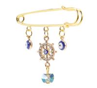 MOKKHNB Vintage Evil Eye Brooch Pin with Dangle Charms Stylish Lapel Pin for Wedding Party Prom Festival Fashionable Accessory for Women and Men for Cardigans Jackets Coats Bags and Hats