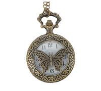 MOKKHNB Vintage Ladies Hollow Butterfly Pocket Watch Lightweight Metal Locket with Thorn-Shaped Hands Classic Retro Design for Banquets and Formal Occasions