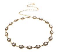 MOKKHNB Vintage Metal Waist Chain Belt for Women Hollow Design Rhinestone Western Style Accessory for Dresses and Jeans Elegant Distressed Finish Fashion Statement