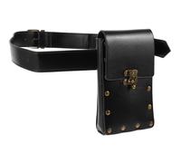 MOKKHNB Vintage Punk Waist Bag PU Belt Pouch for Travel Outdoor Sports Fashionable Money Pouch with Wide Strap for Men Women Festival Accessories