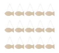 MOKKHNB Wood Fish Cutouts 15Pcs Unpainted Wooden Shapes with Hemp String for Nautical Craft Embellishments and Ocean Theme Decorations