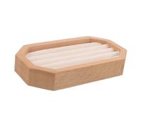 MOKKHNB Wooden Ring Holder Tray Velvet Jewelry Organizer Display Stand with Multiple Compartments for Rings Earrings Trinkets Compact Space Saving Design for Dresser Desktop Storage and