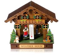 MOKKHNB Wooden Weather House Wall Barometer and Hygrometer | Room for Temperature and Humidity with Indoor Barometer and Man and Woman Figures