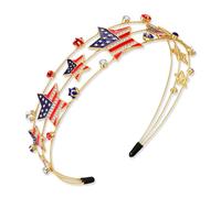 mokkia 4th of July Headband for Women American Flag Star USA Headbands Red White and Blue Patriotic Headband 4th of July Accessories Outfits Party Favors Gifts (Pattern D)